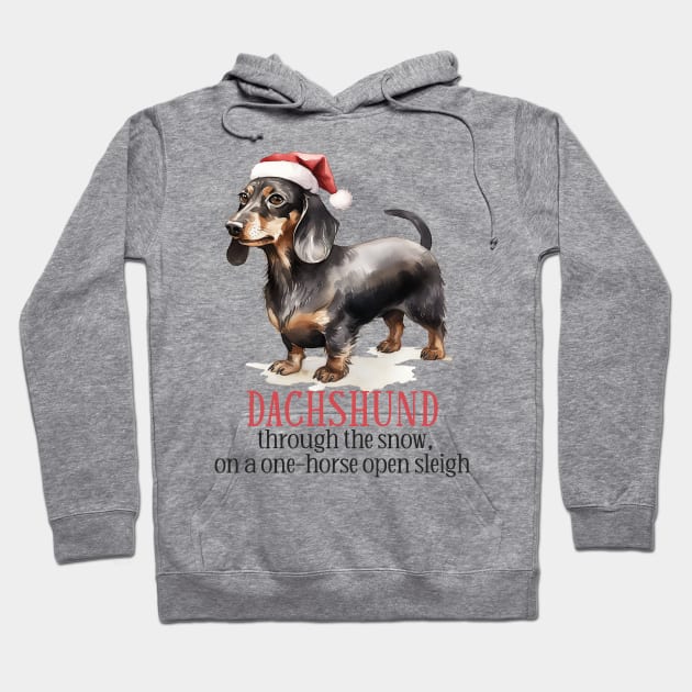 Dachshund Through The Snow Pun Hoodie by MuseMints